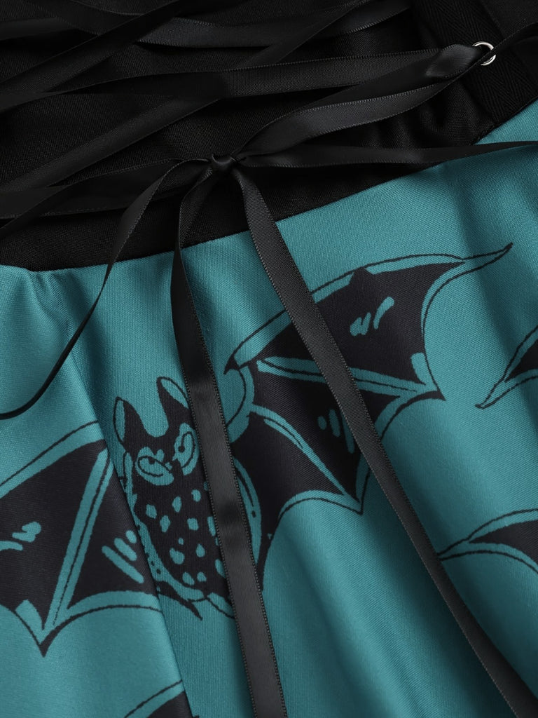 [Übergröße] Dunkelblau 1950er Halloween Schläger Schnürung Kleid