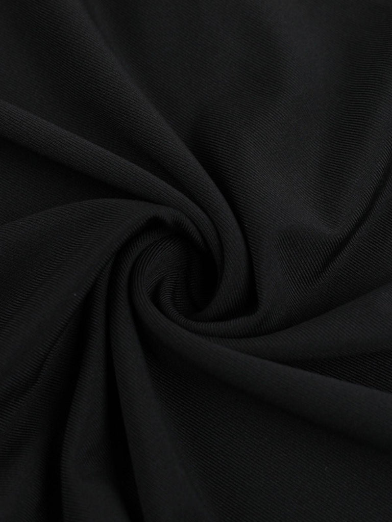 Schwarz 1980er Gothic Durchsichtig Ärmel Korsett Schlitz Kleid