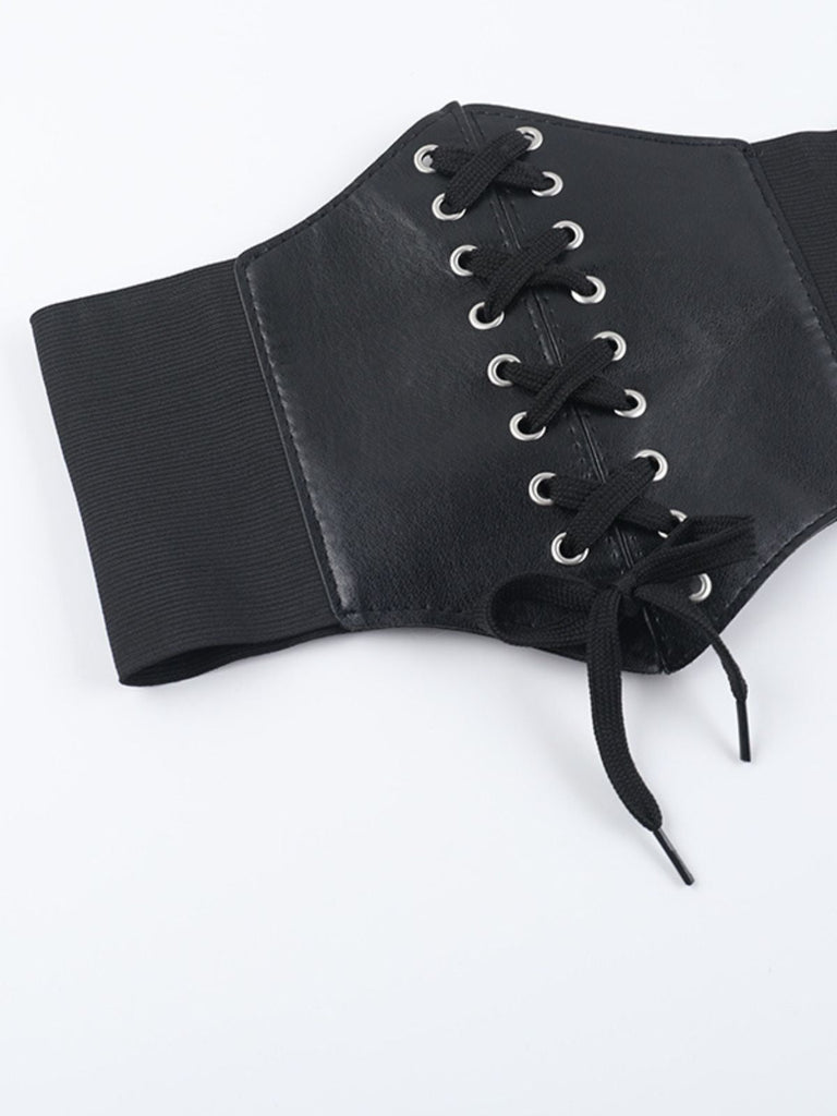 Schwarz 1980er Gothic Durchsichtig Ärmel Korsett Schlitz Kleid