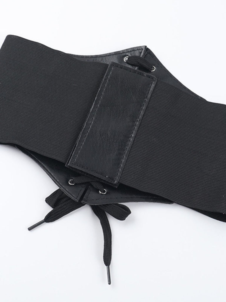 Schwarz 1980er Gothic Durchsichtig Ärmel Korsett Schlitz Kleid