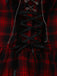 Rot 1980er Gothic Spitze Patchwork Plaid Kleid