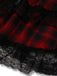 Rot 1980er Gothic Spitze Patchwork Plaid Kleid