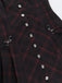 Weinrot 1960er Punk Revers A-Linie Plaid Kleid