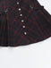 Weinrot 1960er Punk Revers A-Linie Plaid Kleid