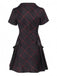 Weinrot 1960er Punk Revers A-Linie Plaid Kleid
