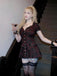 Weinrot 1960er Punk Revers A-Linie Plaid Kleid