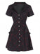 Weinrot 1960er Punk Revers A-Linie Plaid Kleid