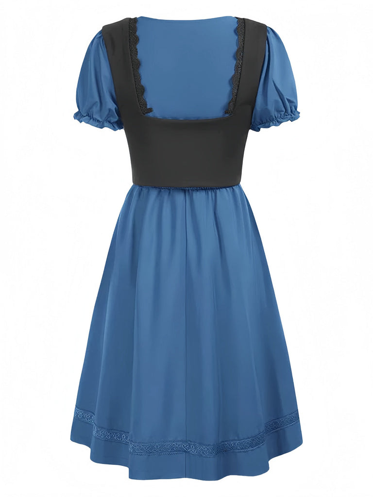 1940er Punk Gothic Puffärmel Rüschen Kleid