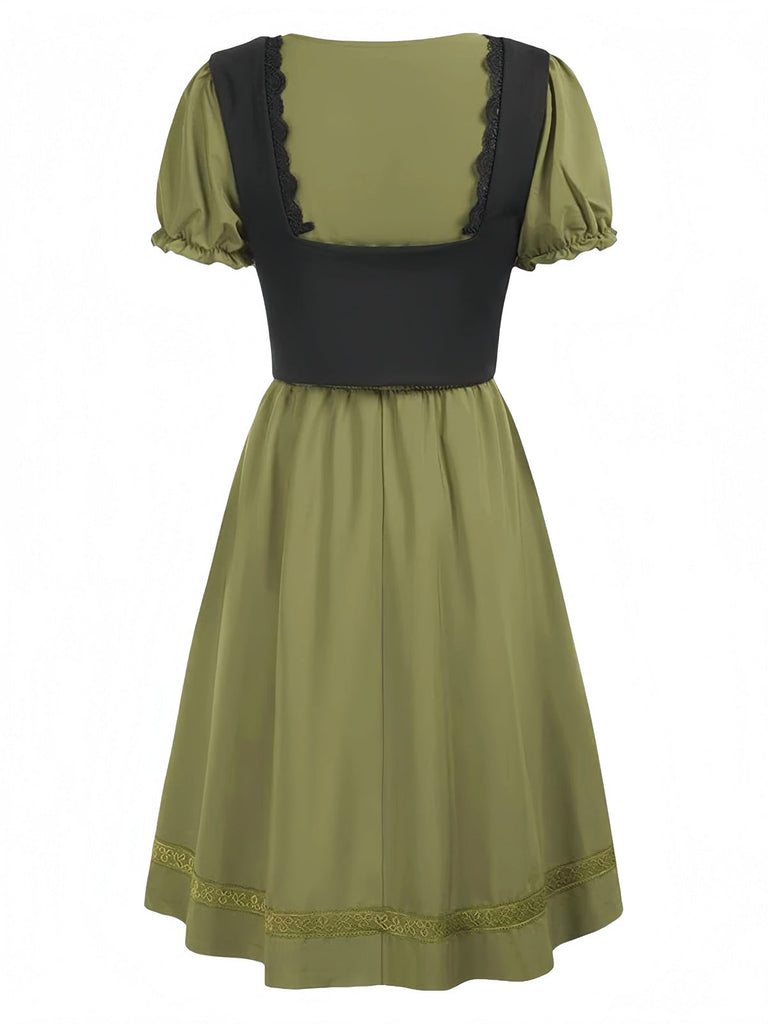 1940er Punk Gothic Puffärmel Rüschen Kleid