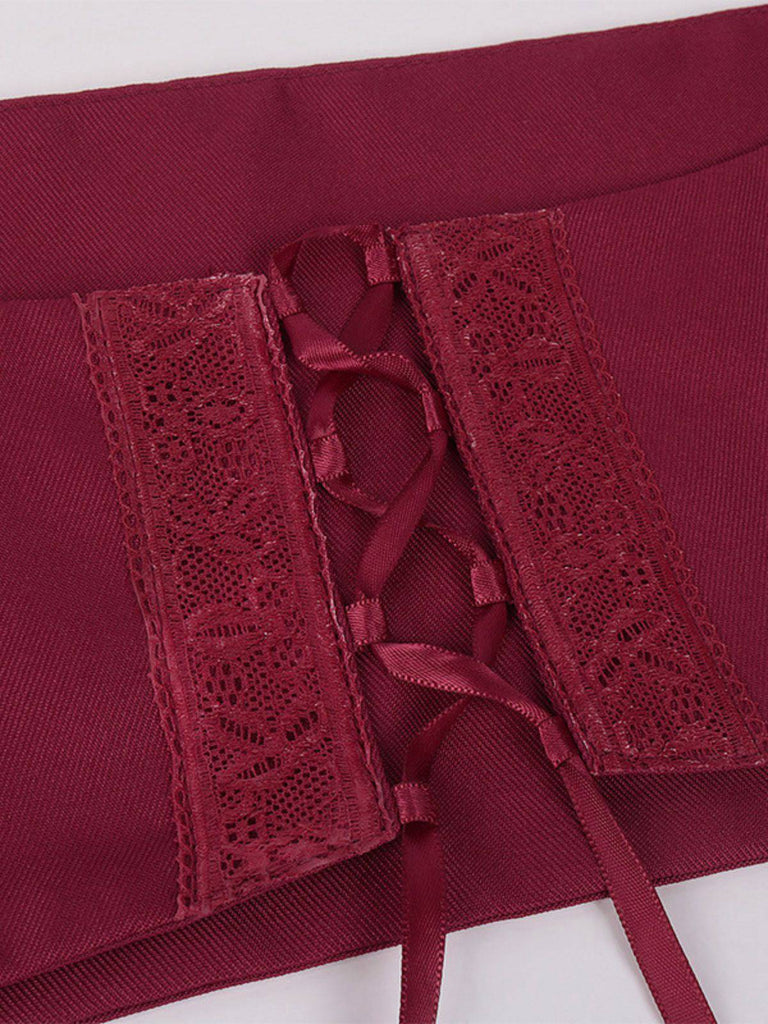 1940er Punk Gothic Puffärmel Rüschen Kleid