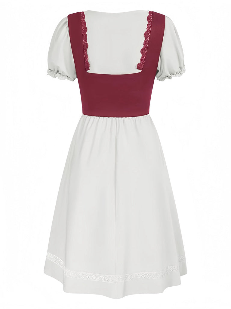 1940er Punk Gothic Puffärmel Rüschen Kleid