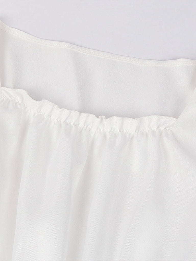 1940er Punk Gothic Puffärmel Rüschen Kleid