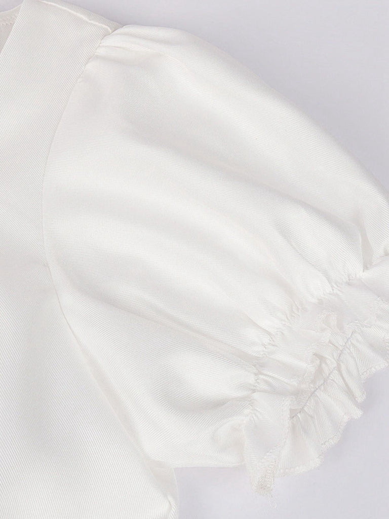 1940er Punk Gothic Puffärmel Rüschen Kleid