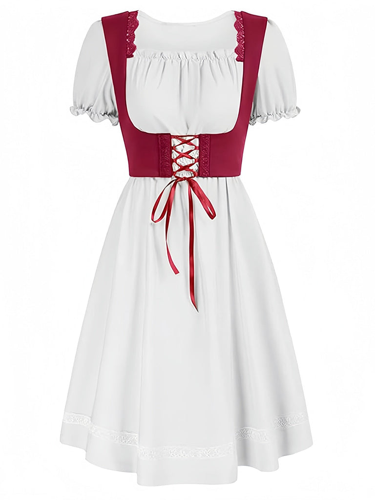 1940er Punk Gothic Puffärmel Rüschen Kleid