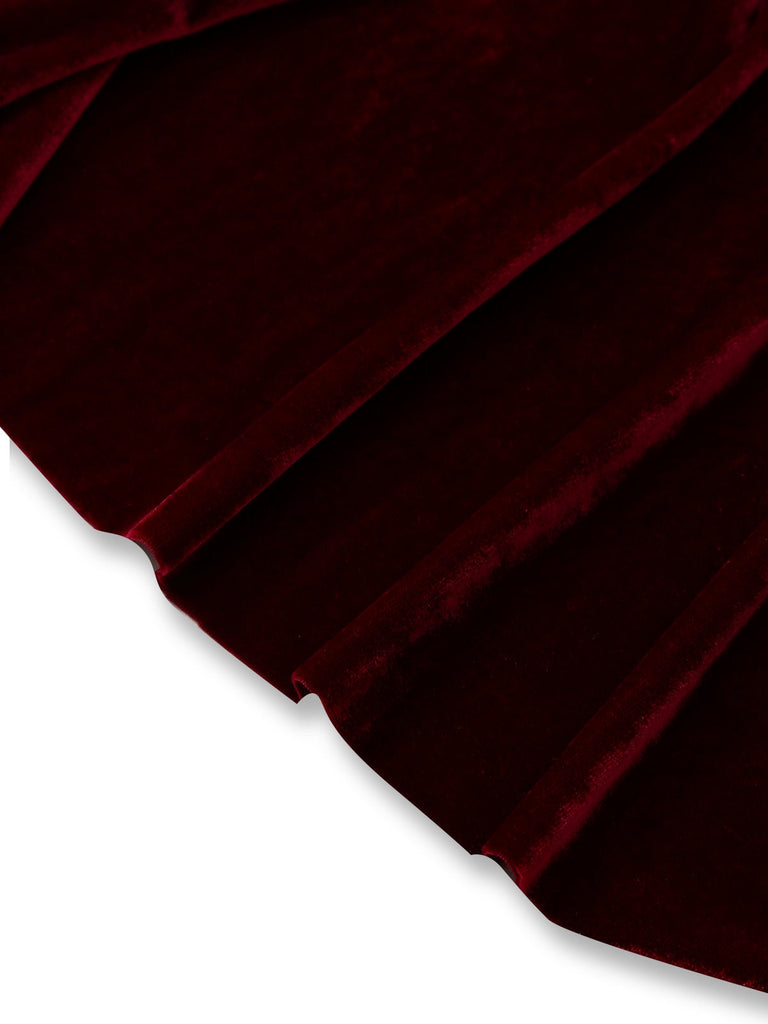 Burgund 1960er Gothic Netz Trägerlos Irregulär Saum Kleid