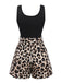 Schwarz 1950er Leopard Quadratischer Hals Romper
