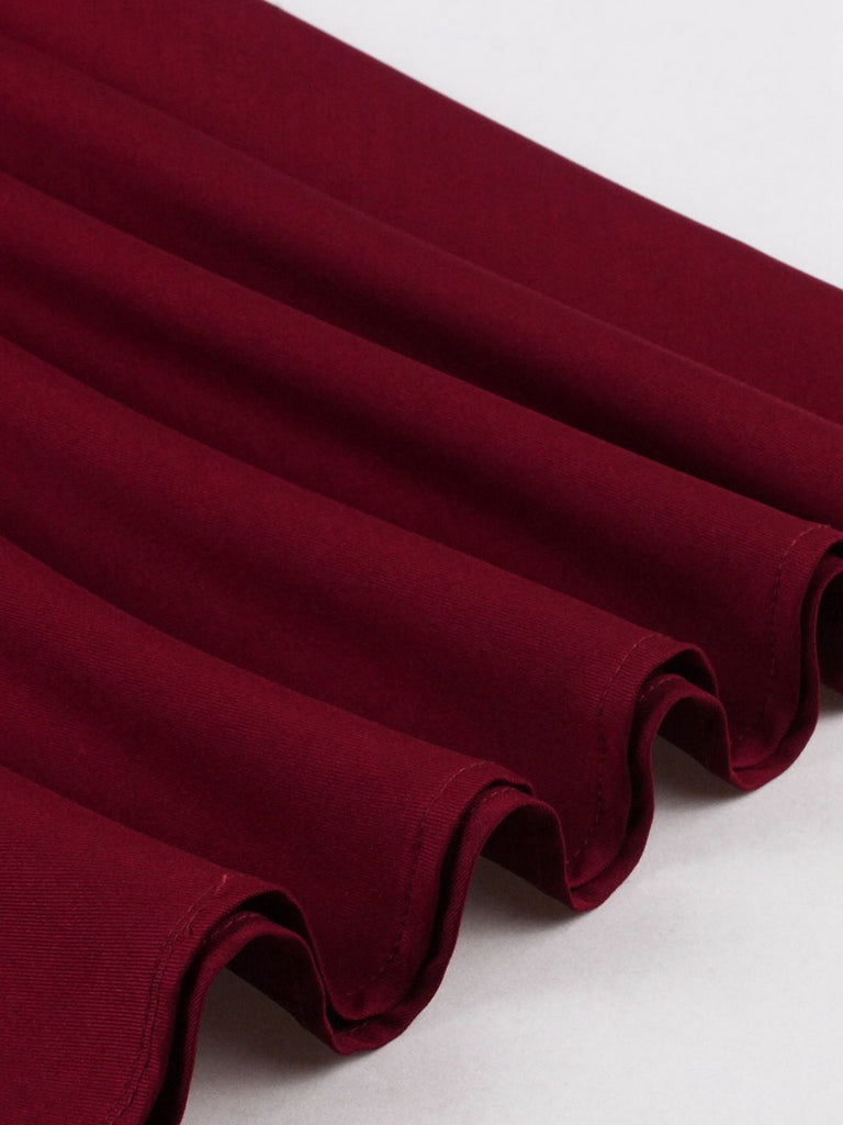 2PCS Rot 1950er Solide Rüschen Tasten Top & Rock