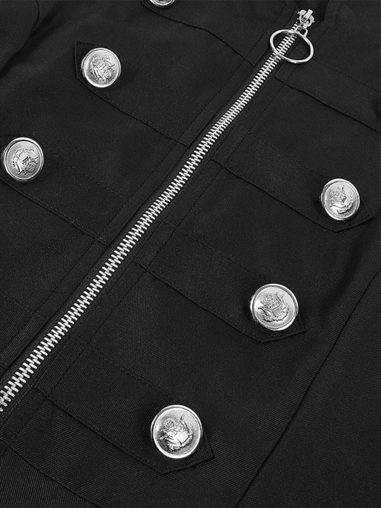 1950er Solide Stehkragen Hoch-Tief Saum Tasten Mantel