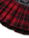 Rot 1980er Steampunk Plaid Leder Plissiertes Rock