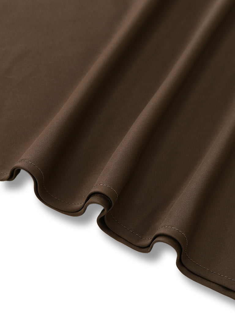 2PCS Braun 1930er Solide Satin Ärmellos Weste & Fischschwanz Rock