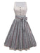2PCS Beige 1950er Oktoberfest Dirndl Streifen Kleid & Blumen Schürze