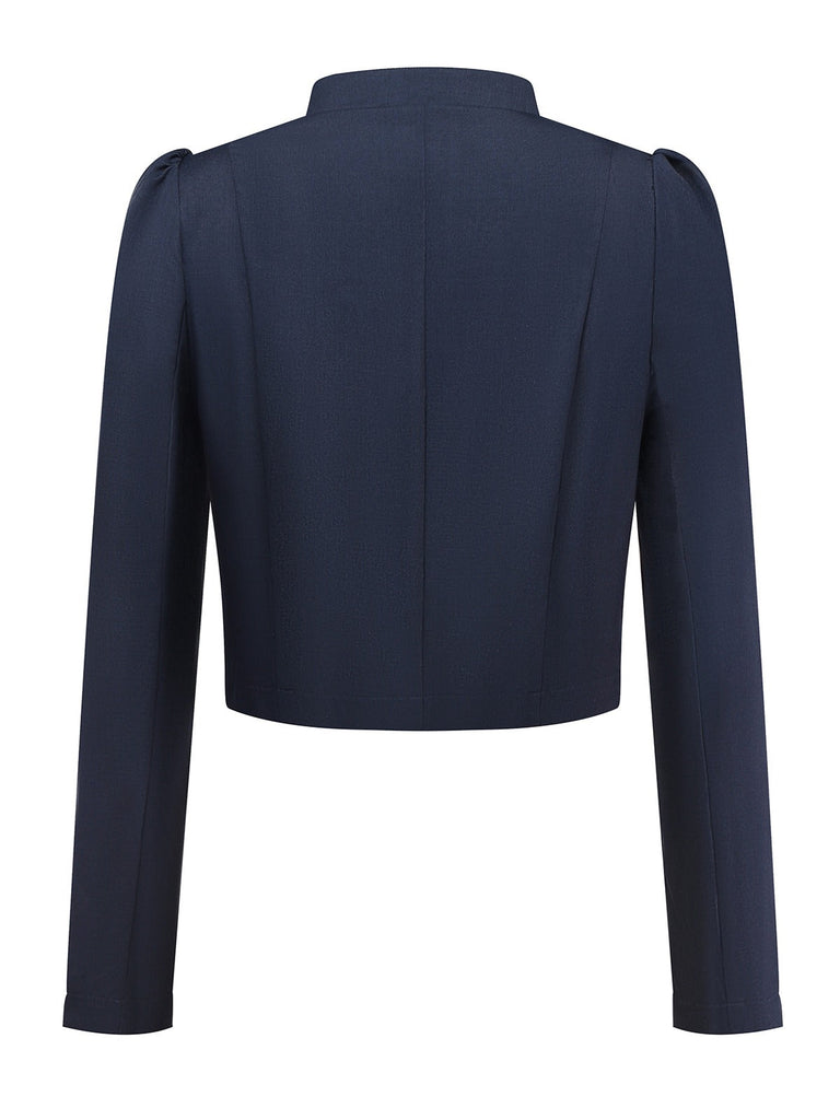 Schwarz 1950er Oktoberfest Stehkragen Langarm Jacke