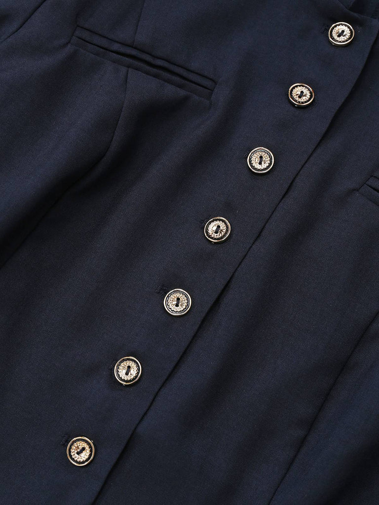 Schwarz 1950er Oktoberfest Stehkragen Langarm Jacke