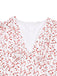 Weiß 1940er Kleine Blumen Rüschen V-Ausschnitt Puffärmel Kleid
