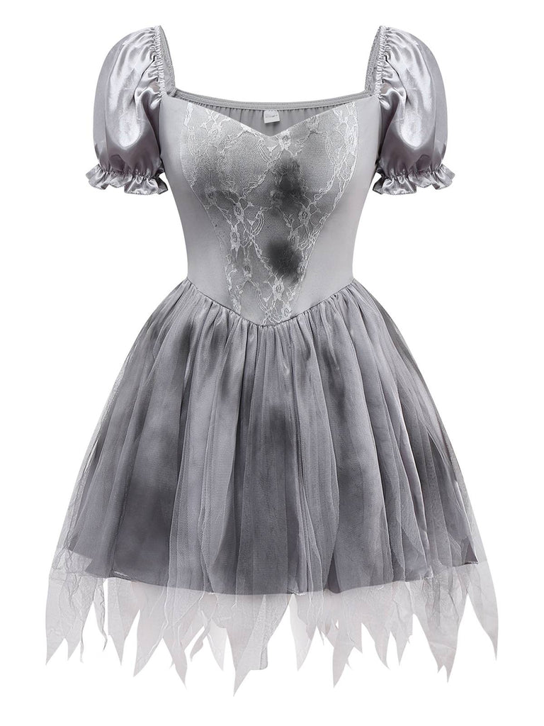 Grau 1950er Geisterbraut Zombie Tutu Kleid