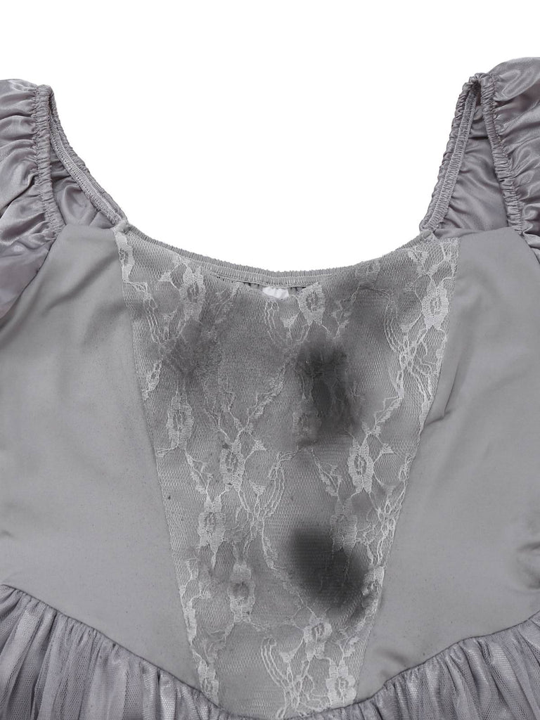 Grau 1950er Geisterbraut Zombie Tutu Kleid