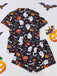 Weiß 1950er Halloween Kerbkragen Pyjama Set