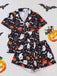 Weiß 1950er Halloween Kerbkragen Pyjama Set