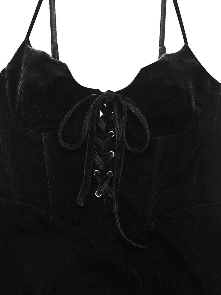 Schwarz 1960er Fledermaus-Kragen Samt Schlitz Kleid