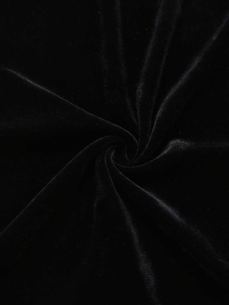 Schwarz 1960er Fledermaus-Kragen Samt Schlitz Kleid