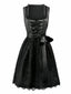 Schwarz 2PCS 1950er Oktoberfest Dirndl Blumen Schnürung Kleid & Schürze