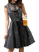 Schwarz 2PCS 1950er Oktoberfest Dirndl Blumen Schnürung Kleid & Schürze