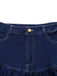 Dunkelblau 1960er Rüschen Denim Rock