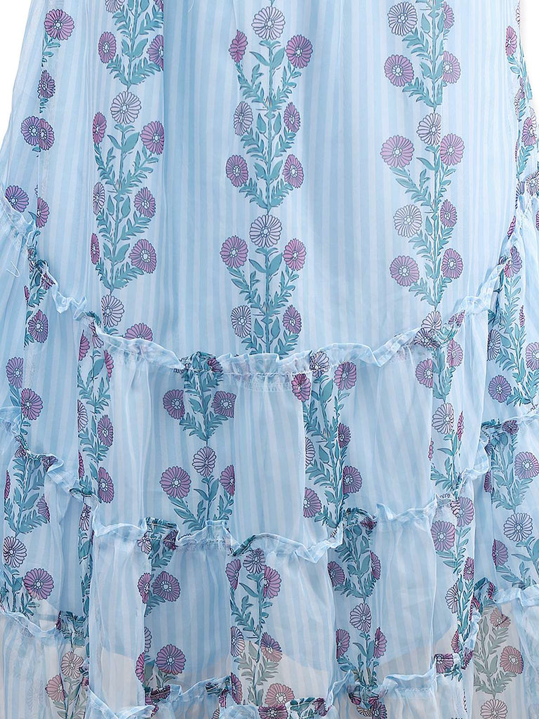 1940er Gänseblümchen Netz Patchwork Gesmokt Kleid