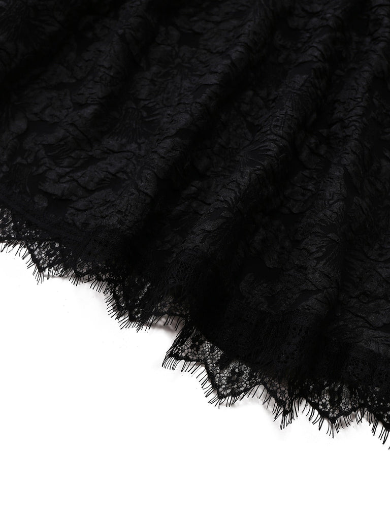 1950er Gothic Halloween Spinnennetz & Kreuz Strukturiert Kleid