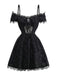 1950er Gothic Halloween Spinnennetz & Kreuz Strukturiert Kleid