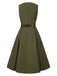 Grün 1950er V-Ausschnitt Taschen Gürtel Weste Kleid