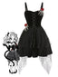 Schwarz 1950er Halloween Skeletthand Spinnennetz Rose Kleid