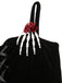 Schwarz 1950er Halloween Skeletthand Spinnennetz Rose Kleid