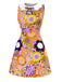 Orange 1960er Peter Pan Kragen Blumen Bogen Kleid