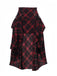 Rot 1980er Schottisch Plaid Hoch-Tief Saum Rock