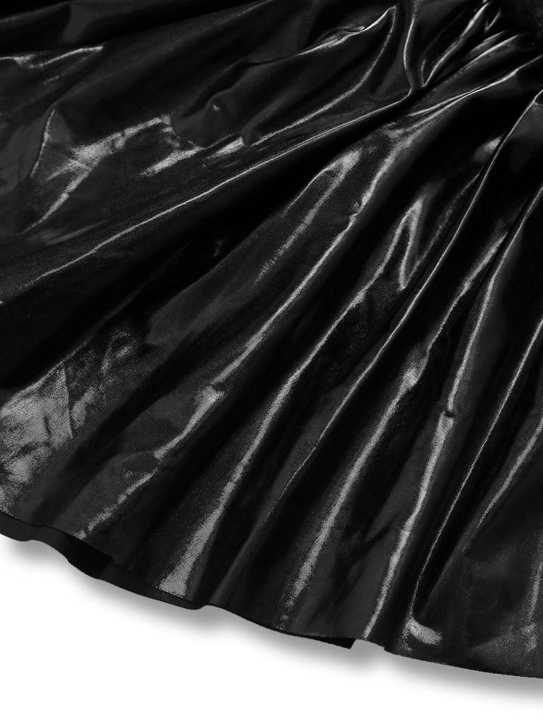 Schwarz 1980er Punk Teufel Schläger Netz Kleid