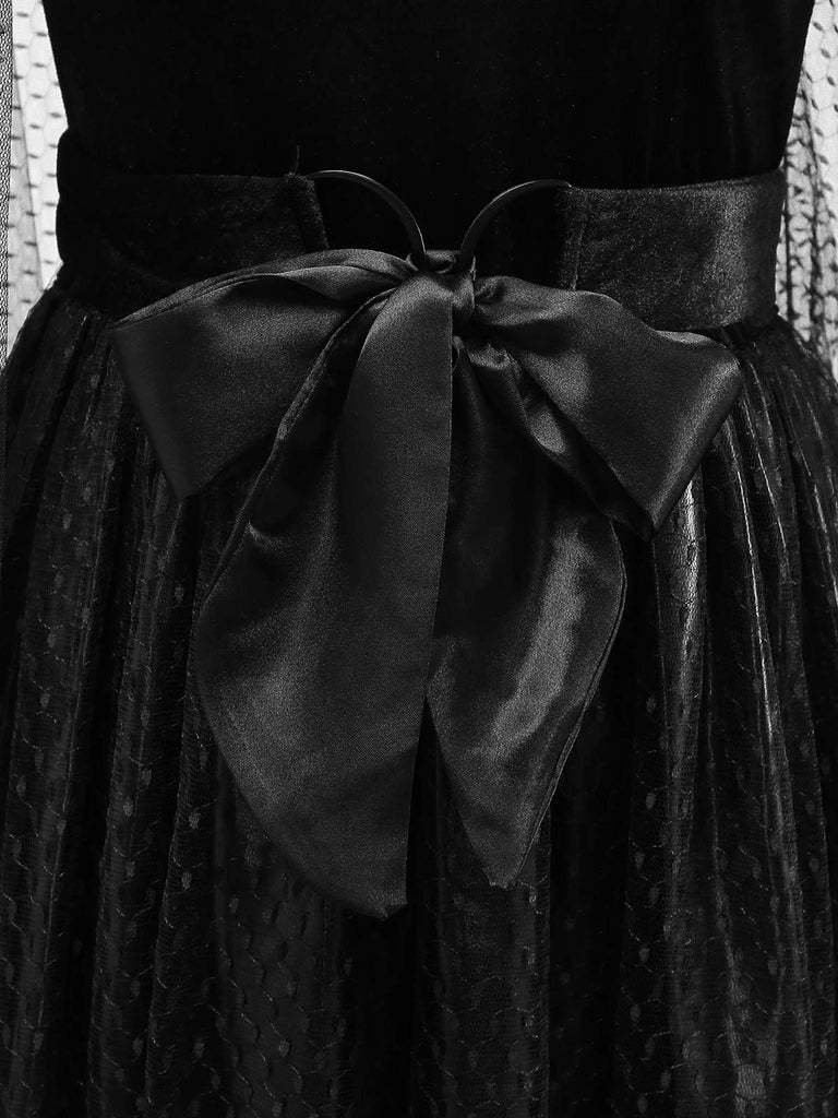 Schwarz 1980er Punk Teufel Schläger Netz Kleid