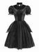 Schwarz 1950er Halloween Teuflisch Vampir Puffärmel Netz Kleid