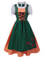Grün 1950er Oktoberfest Dirndl Blumen Stickerei Rüschen Kleid