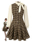 Braun 1960er Plaid Bogen Tie Taste Swing Kleid